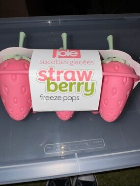 Joie Strawberry Freeze Pops Silicone Mold - Pink with Mint Handles